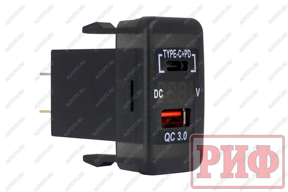1 849 р. Розетка USB Type C, QC 3.0 с вольтметром для Toyota 40x20 РИФ rif22-4-1013600  с доставкой в г. Майкоп