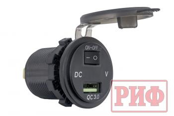 269 р. Розетка USB QC 3.0 с вольтметром, 34x37х54 РИФ rif22-4-1014200  с доставкой в г. Майкоп. Увеличить фотографию 1