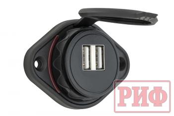 1 249 р. Розетка USB 3,1А накладное крепление, красная подсветка РИФ rif22-4-21450  с доставкой в г. Майкоп. Увеличить фотографию 1