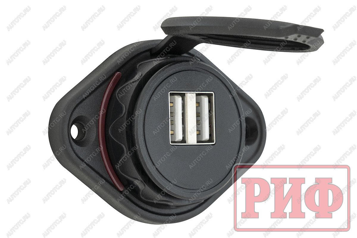 1 249 р. Розетка USB 3,1А накладное крепление, красная подсветка РИФ rif22-4-21450  с доставкой в г. Майкоп