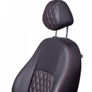 9 449 р. Комплект чехлов для сидений (РЗС 60/40, подлок., 3Г, Илана+Орегон) Lord Autofashion ТУРИН РОМБ  Chery Tiggo 7 PRO (2019-2025) (черный, вставка черная, строчка красная)  с доставкой в г. Майкоп. Увеличить фотографию 6