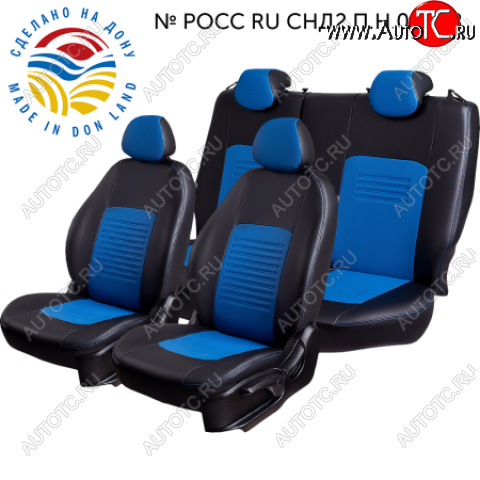 9 449 р. Чехлы сидений (Экокожа ИЛАНА+ОРЕГОН) LordAuto   Chery Tiggo T11 (2013-2016), Vortex Tingo (2010-2014) (Черный+синий)  с доставкой в г. Майкоп