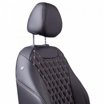 12 499 р. Комплект чехлов для сидений (ЦЗС Орегон) БАЙРОН ст БАЙРОН Lord Autofashion  Лада Нива 4х4  2121 (1977-2019) 3 дв. дорестайлинг (черный, вставка черная, строчка бежевая)  с доставкой в г. Майкоп. Увеличить фотографию 3