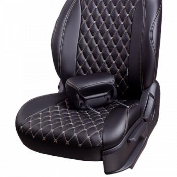 12 499 р. Комплект чехлов для сидений (ЦЗС Орегон) БАЙРОН ст БАЙРОН Lord Autofashion  Лада Нива 4х4  2121 (1977-2019) 3 дв. дорестайлинг (черный, вставка черная, строчка бежевая)  с доставкой в г. Майкоп. Увеличить фотографию 4