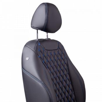 13 399 р. Комплект чехлов для сидений (ЦЗС Орегон) БАЙРОН ст БАЙРОН Lord Autofashion  Лада Нива 4х4  2121 (1977-2019) 3 дв. дорестайлинг (черный, вставка черная, строчка синяя)  с доставкой в г. Майкоп. Увеличить фотографию 2