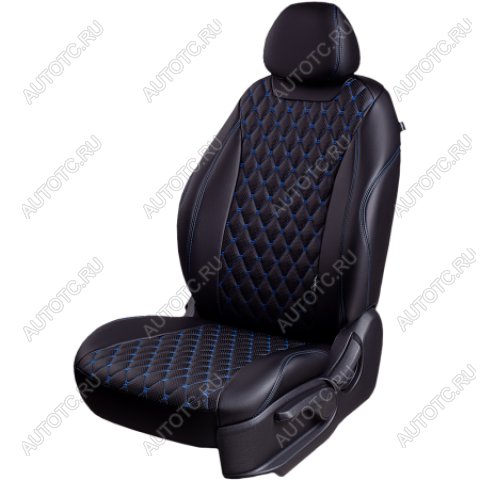 13 399 р. Комплект чехлов для сидений (ЦЗС Орегон) БАЙРОН ст БАЙРОН Lord Autofashion  Лада Нива 4х4  2121 (1977-2019) 3 дв. дорестайлинг (черный, вставка черная, строчка синяя)  с доставкой в г. Майкоп