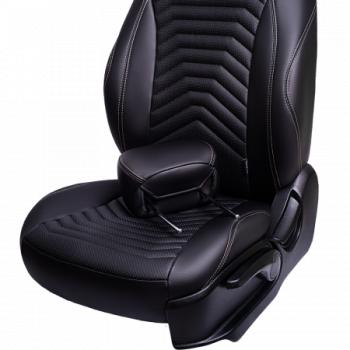 17 399 р. Комплект чехлов для сидений (к.Elegance РЗС 40/60+подлок. 3Г Орегон) БАЙРОН ст ПРЕЗИДЕНТ Lord Autofashion  Skoda Octavia  A7 (2012-2020) дорестайлинг лифтбэк, дорестайлинг универсал, рестайлинг лифтбэк, рестайлинг универсал (черный, вставка черная, строчка бежевая)  с доставкой в г. Майкоп. Увеличить фотографию 10