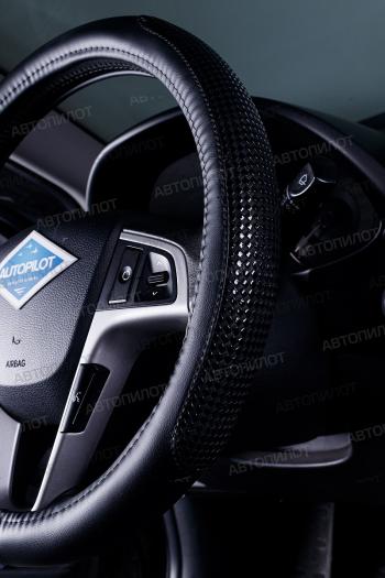 699 р. Оплётка на руль (37-39см BLW-001 кож/зам ) Автопилот KIA Optima 2 MG седан (2005-2010) (черный)  с доставкой в г. Майкоп. Увеличить фотографию 2