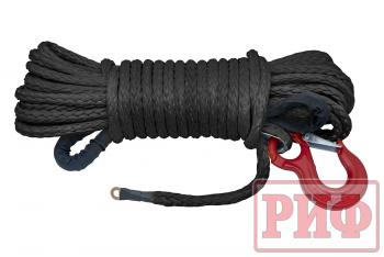 8 159 р. Трос для лебёдки синтетический РИФ 10 мм25 м черный (готовый)  rope10mm25mbl  с доставкой в г. Майкоп. Увеличить фотографию 1