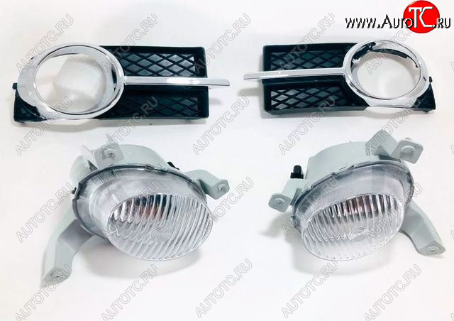 2 869 р. Комплект противотуманных фар (с решеткой бампера, пр-во Китай) BODYPARTS  Chevrolet Aveo  T250 (2006-2011) седан рестайлинг  с доставкой в г. Майкоп