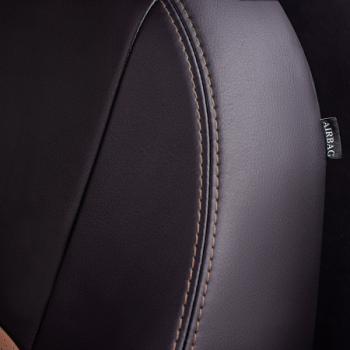 5 449 р. Комплект чехлов для сидений, (РЗСиС 60/40 3Г, Илана+Орегон ТУРИН Lord Autofashion  Peugeot 308  T7 (2007-2014) хэтчбек 5 дв. дорестайлинг, хэтчбэк 5 дв. рестайлинг (черный, вставка темно-коричневая+бежевая, строчка темно-коричневая)  с доставкой в г. Майкоп. Увеличить фотографию 3