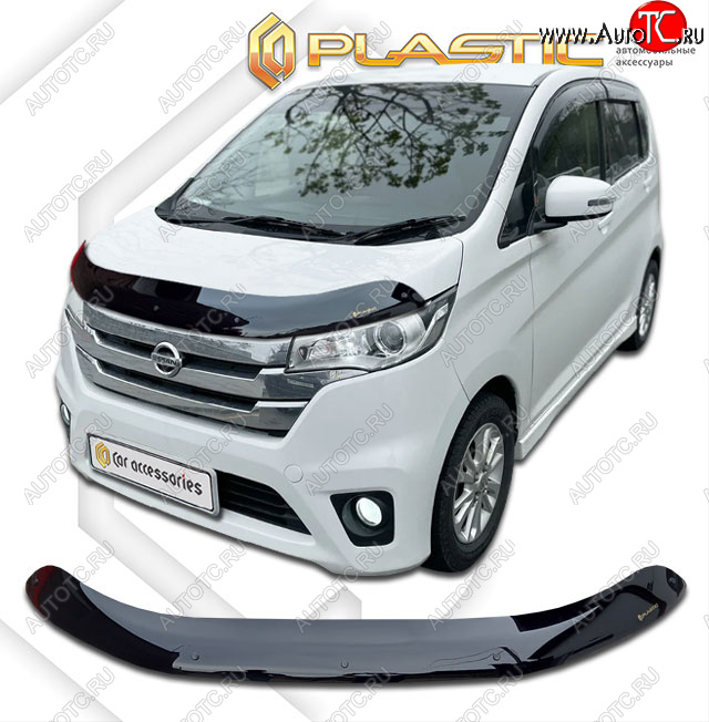 1 899 р. Дефлектор капота CA-Plastic  Mitsubishi eK Custom  B11W (2013-2015) дорестайлинг (classic черный, без надписи)  с доставкой в г. Майкоп