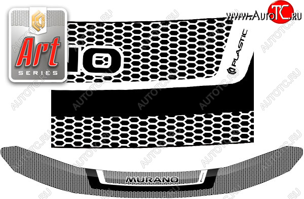 2 159 р. Дефлектор капота CA-Plastic  Nissan Murano  3 Z52 (2015-2022) дорестайлинг (Серия Art черная)  с доставкой в г. Майкоп