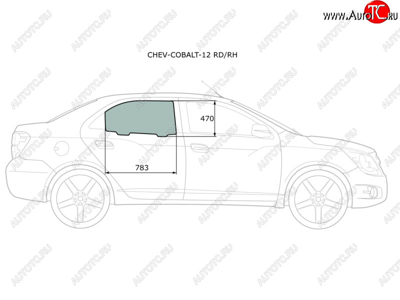 2 599 р. Стекло боковое опускное (Сзади Справа Цвет зеленый) Chevrolet Cobalt 13-  Ravon R4 16-20 XYG CHEV-COBALT-12 RD/RH  с доставкой в г. Майкоп