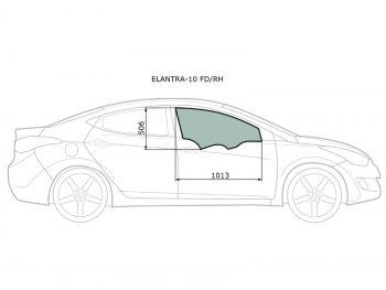 2 599 р. Стекло боковое опускное (Спереди Справа Цвет зеленый) Hyundai Elantra 10-16  Avante 10-15 XYG ELANTRA-10 FD/RH  с доставкой в г. Майкоп. Увеличить фотографию 1