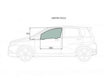 2 789 р. Стекло боковое опускное (Спереди Слева Цвет зеленый) Chevrolet Aveo 02-11  Kalos 03-08  Nexia 20 XYG GENTRA FD/LH  с доставкой в г. Майкоп. Увеличить фотографию 1