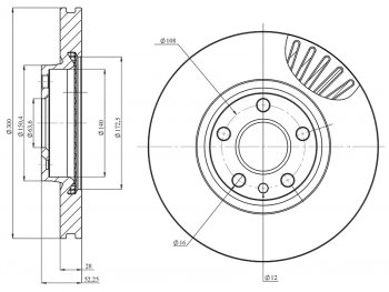 Диск тормозной передний Ø258mm HOSU Ford Galaxy 2 рестайлинг (2010-2015)