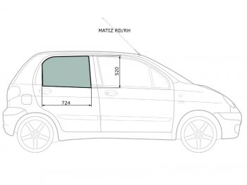 2 349 р. Стекло боковое опускное (Сзади Справа Цвет зеленый) Daewoo Matiz 97-15                             XYG MATIZ RD/RH  с доставкой в г. Майкоп. Увеличить фотографию 2