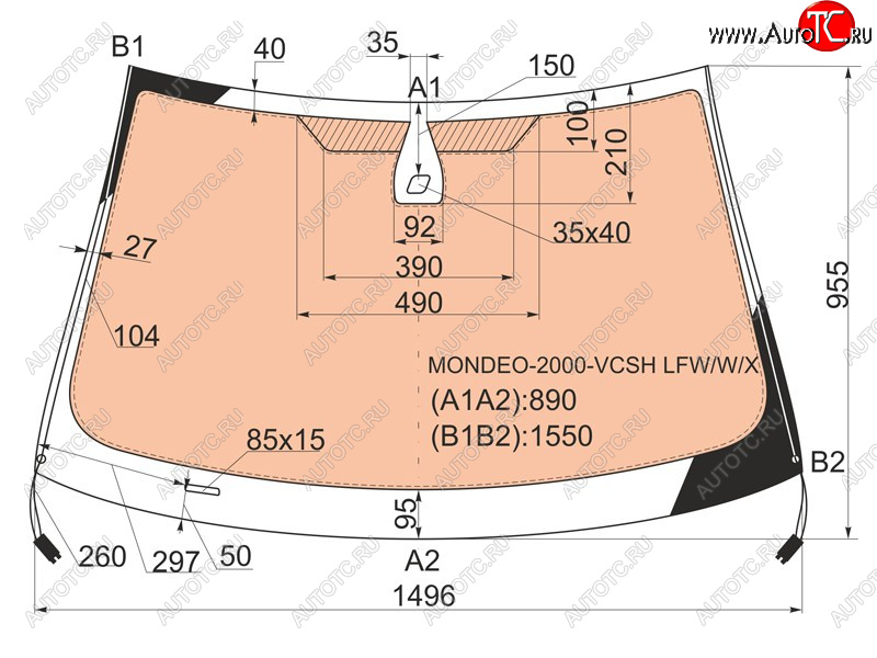 20 499 р. Стекло лобовое (Обогрев полный Датчик дождя Молдинг) Ford Mondeo 00-07 XYG MONDEO-2000-VCSH LFW/W/X  с доставкой в г. Майкоп