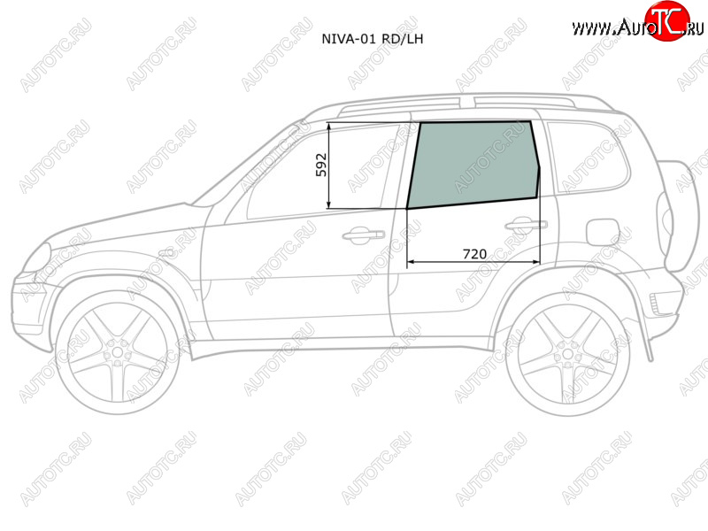 2 349 р. Стекло боковое опускное (Сзади Слева Цвет зеленый) Chevrolet Niva 98-  LADA Niva Travel 21- XYG NIVA-01 RD/LH  с доставкой в г. Майкоп