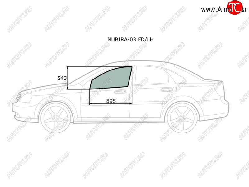 2 399 р. Стекло боковое опускное (Спереди Слева Цвет зеленый) Chevrolet Lacetti 04-13  Daewoo Lacetti 04-0 XYG NUBIRA-03 FD/LH  с доставкой в г. Майкоп