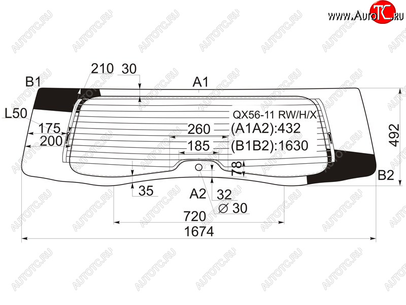 17 999 р. Стекло заднее (Цвет зеленый Обогрев) Infiniti QX56 10-13  QX80 13-20 XYG QX56-11 RW/H/X  с доставкой в г. Майкоп