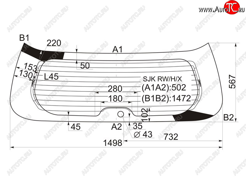 11 749 р. Стекло заднее (Цвет зеленый Обогрев) Honda Elysion 04-13 XYG SJK RW/H/X  с доставкой в г. Майкоп