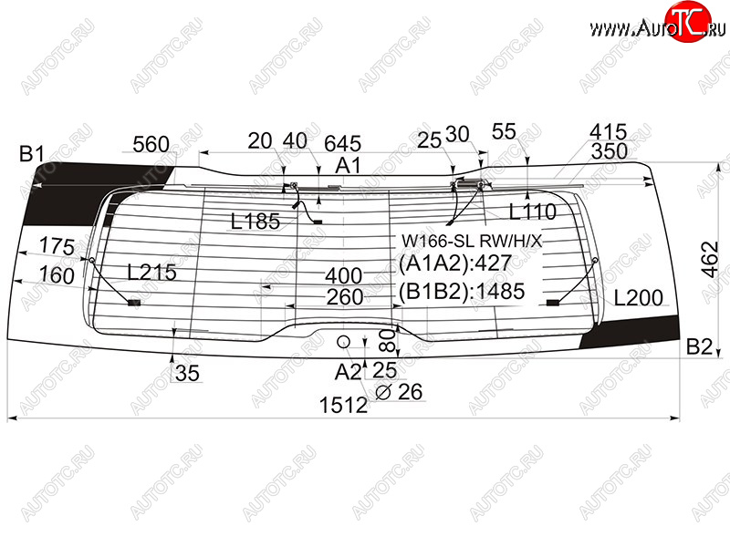 10 999 р. Стекло заднее (Цвет зеленый Обогрев Антенна) Mercedes-Benz GL-Class 12-15  GLS-Class 15-19 XYG W166-SL RW/H/X  с доставкой в г. Майкоп