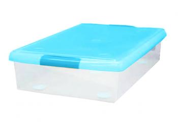 2 869 р. Короб для хранения IRIS THIN BOX 34л, прозрачный-голубой  ug-725b  с доставкой в г. Майкоп. Увеличить фотографию 1