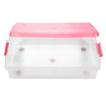 2 869 р. Короб для хранения IRIS THIN BOX 34л, прозрачный-розовый  ug-725p  с доставкой в г. Майкоп. Увеличить фотографию 3