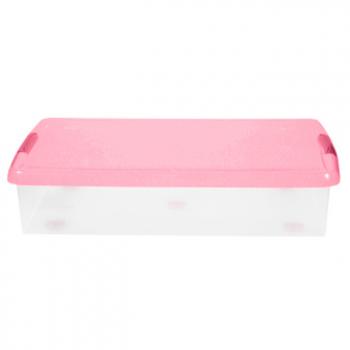 2 869 р. Короб для хранения IRIS THIN BOX 34л, прозрачный-розовый  ug-725p  с доставкой в г. Майкоп. Увеличить фотографию 2