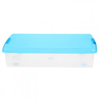 3 969 р. Короб для хранения IRIS THIN BOX 85л, прозрачный-голубой  ug-850b  с доставкой в г. Майкоп. Увеличить фотографию 2