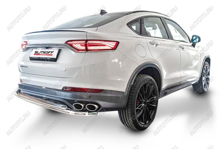 13 999 р. Защита заднего бампера d42+d42 двойная Slitkoff Geely Tugella FY11,HPBA4 рестайлинг (2022-2025) (нержавейка полированная)  с доставкой в г. Майкоп