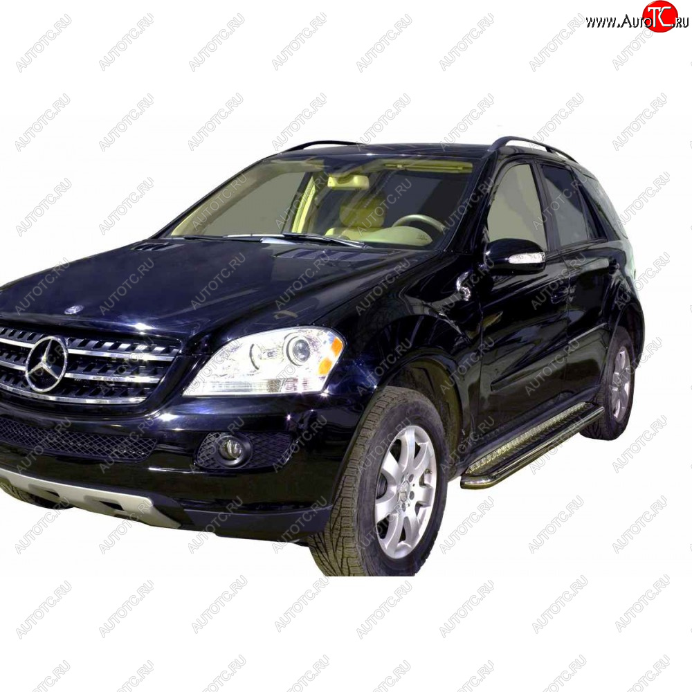 35 699 р. Защита порогов с алюминиевым листом нержавейка d63.5, Техно Сфера  Mercedes-Benz ML class ( W163,  W164,  W166) (1997-2015) дорестайлинг, рестайлинг (Аюминиевый лист)  с доставкой в г. Майкоп