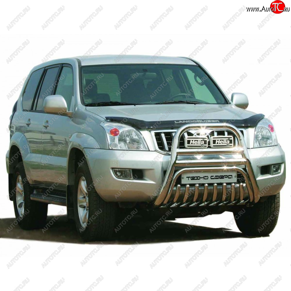41 999 р.  Передок с защитой двигателя нержавейка d63.5, Техно Сфера  Toyota Land Cruiser Prado  J120 (2002-2009) (Нержавейка)  с доставкой в г. Майкоп