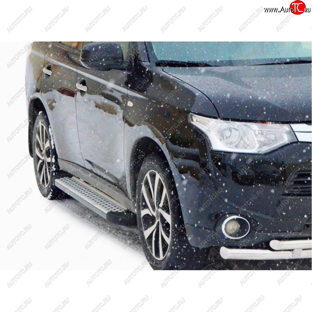 31 999 р. Пороги бумер алюминиевые с резинкой, Техно Сфера  Mitsubishi Outlander ( CU,  CW0W) (2003-2012) дорестайлинг, рестайлинг (Черный глянец)  с доставкой в г. Майкоп