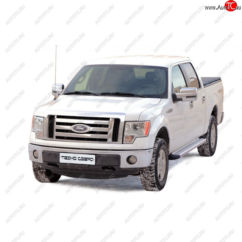 33 999 р. Пороги бумер алюминиевые с резинкой, Техно Сфера  Ford F 150 ( 3,  4,  5,  6,  7) (1987-2014) рестайлинг, дорестайлинг (Черный глянец)  с доставкой в г. Майкоп