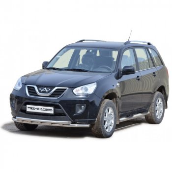 Защита переда труба двойная нержавейка d51, Техно Сфера Chery Tiggo T11 рестайлинг (2013-2016) (Нержавейка)