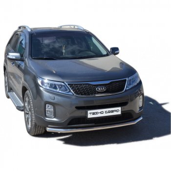 Пороги бумер алюминиевые с резинкой, Техно Сфера KIA Sorento ( BL,  XM,  UM/Prime,  MQ4) (2002-2022) дорестайлинг, рестайлинг