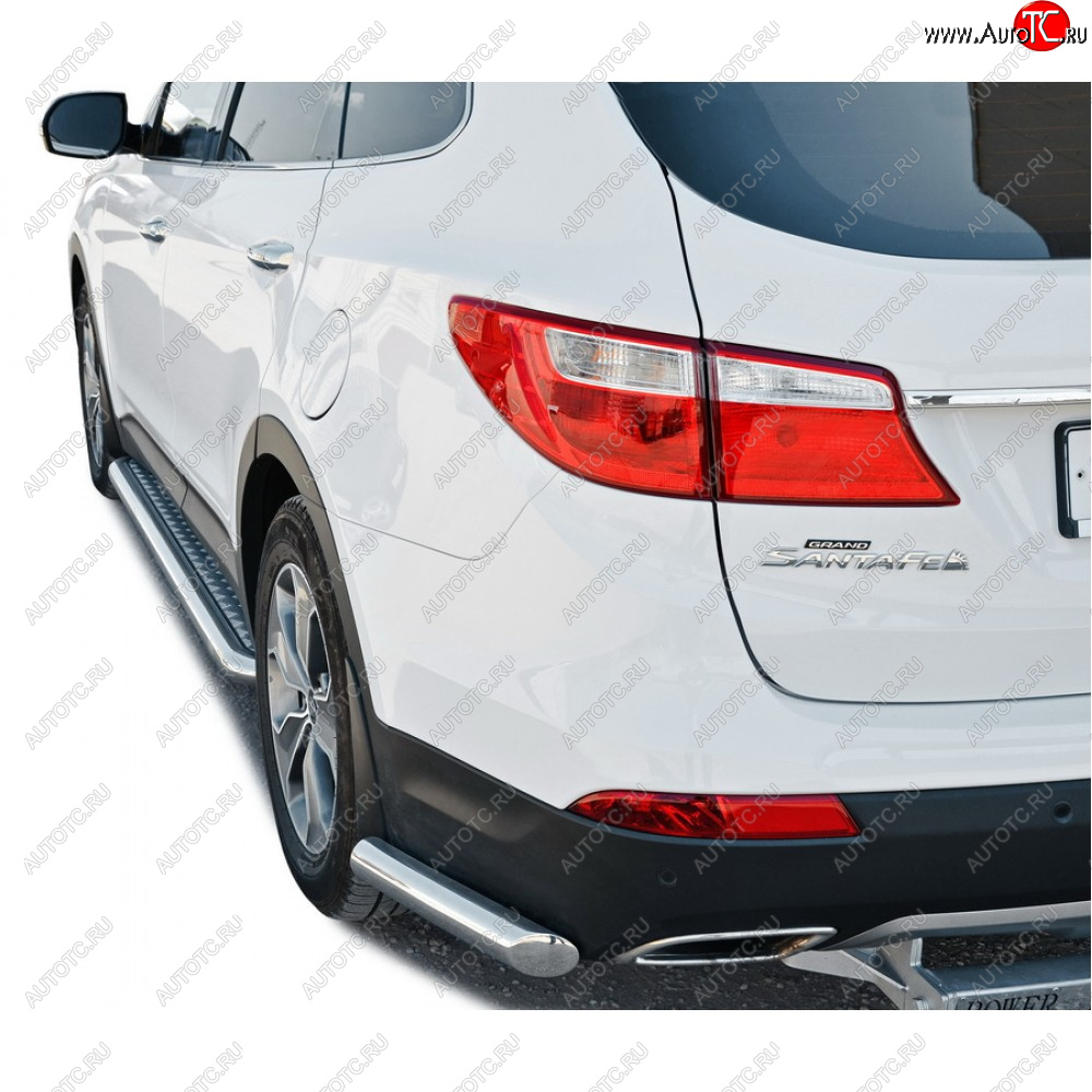 21 999 р. Защита заднего бампера нержавейка(уголки) d63.5, Техно Сфера  Hyundai Grand Santa Fe  1 DM (2013-2018) дорестайлинг, рестайлинг (нержавейка)  с доставкой в г. Майкоп