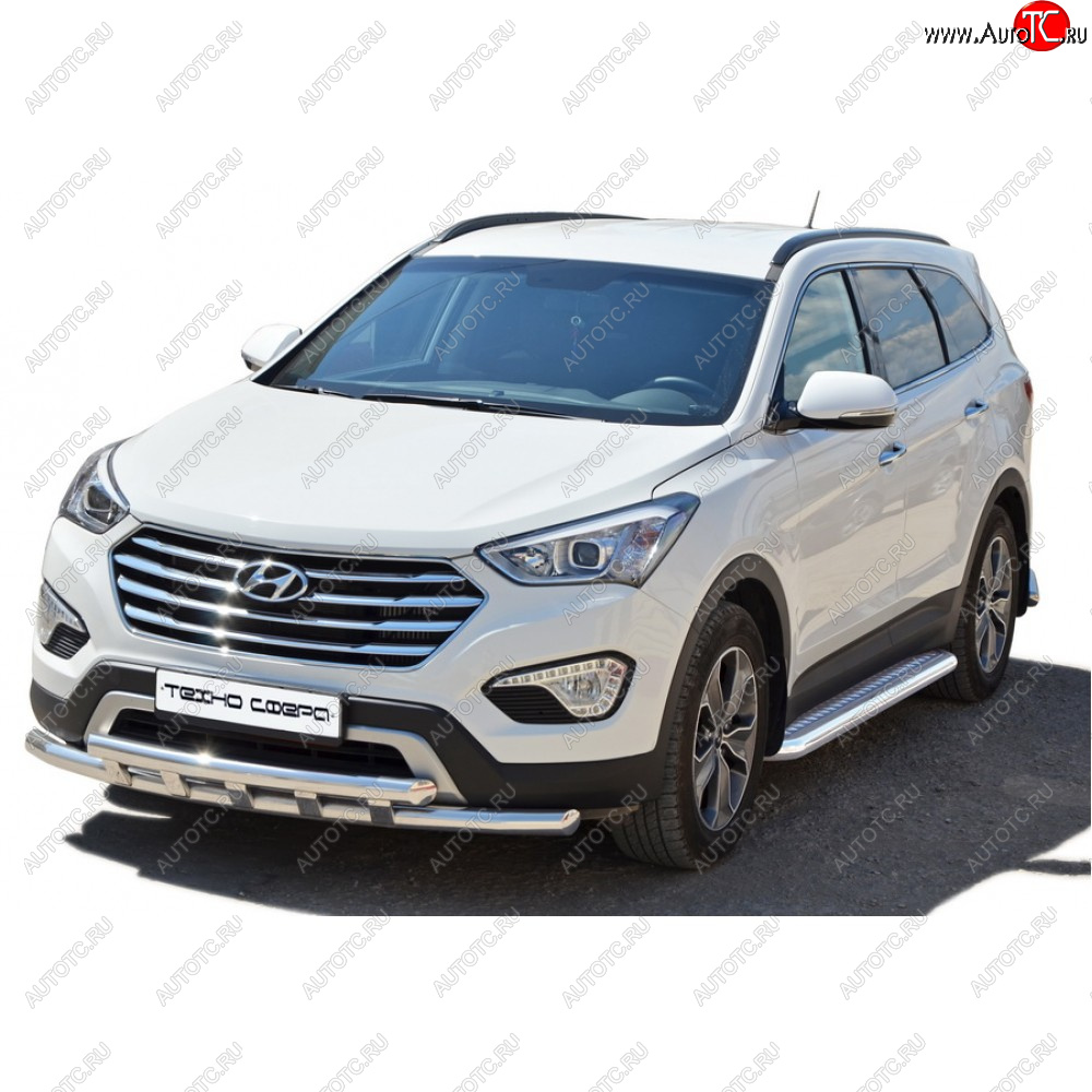32 999 р.  Защита порогов с алюминиевым листом нержавейка d63.5, Техно Сфера  Hyundai Grand Santa Fe  1 DM (2013-2018) дорестайлинг, рестайлинг (Алюминиевый лист)  с доставкой в г. Майкоп