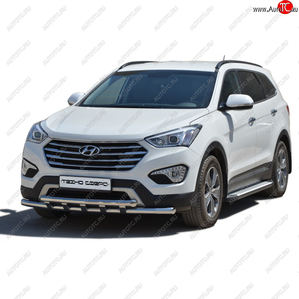31 999 р. Пороги бумер алюминиевые с резинкой, Техно Сфера  Hyundai Grand Santa Fe  1 DM (2013-2018) дорестайлинг, рестайлинг (Черный глянец)  с доставкой в г. Майкоп