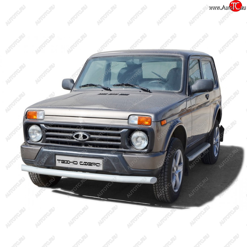 4 899 р. Защита переда труба d63,5, Техно Сфера Лада нива 4х4 2131 (Legend) 5 дв. 2-ой рестайлинг (2021-2025) (Черный матовый)  с доставкой в г. Майкоп