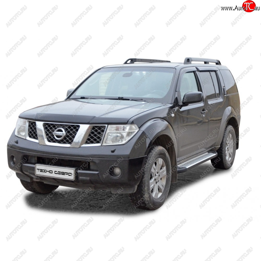 31 999 р. Пороги бумер алюминиевые с резинкой, Техно Сфера  Nissan Pathfinder ( R50,  R51) (1999-2014) 1-ый рестайлинг, 2-ой рестайлинг, рестайлинг (Черный глянец)  с доставкой в г. Майкоп