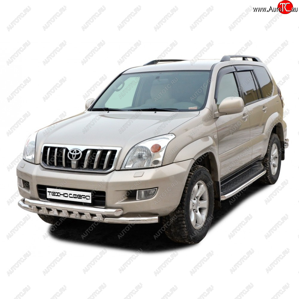 26 799 р. Защита порогов труба декор нержавейка d51, Техно Сфера  Toyota Land Cruiser Prado  J120 (2002-2009) (Нержавейка)  с доставкой в г. Майкоп