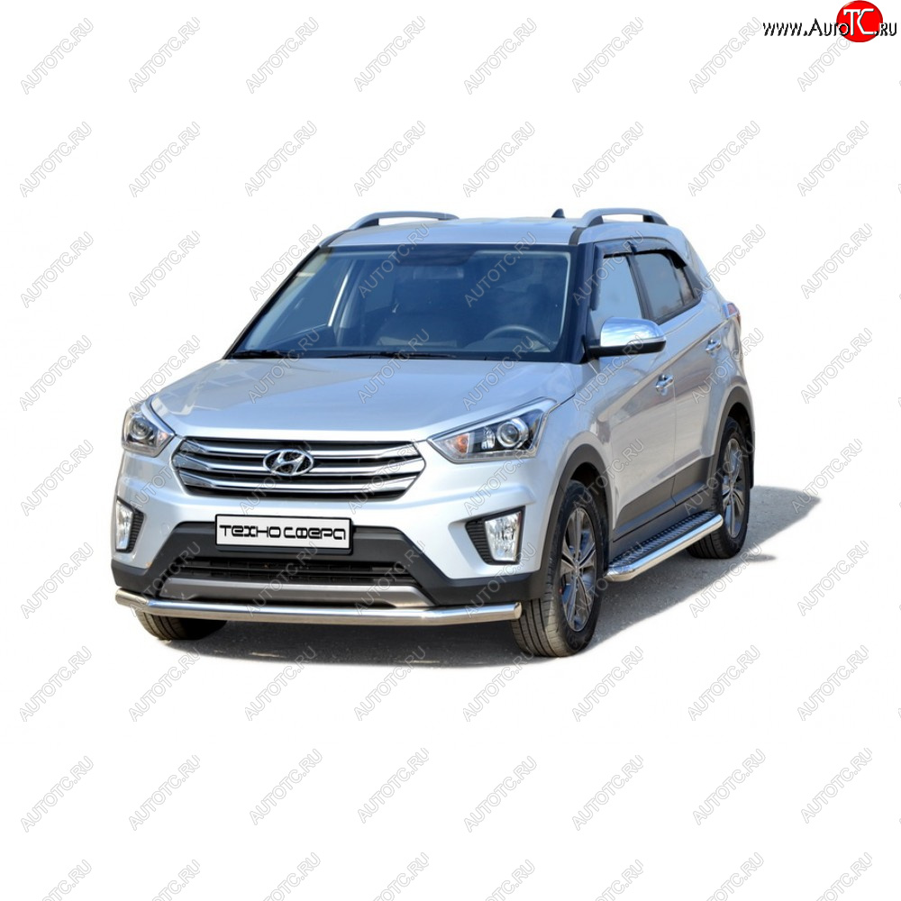 26 799 р. Защита переда труба нержавейка d63.5, Техно Сфера  Hyundai Creta ( GS,  SU) (2015-2022) дорестайлинг, рестайлинг (Нержавейка)  с доставкой в г. Майкоп