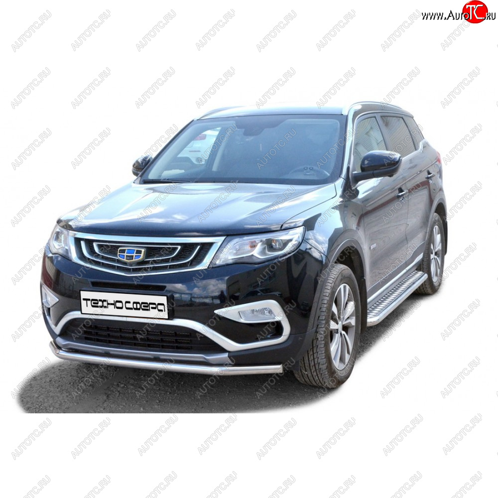 28 899 р. Защита порогов с алюминиевым листом нержавейка d51, Техно Сфера Geely Atlas Pro NL3 (2019-2025) (Нержавейка)  с доставкой в г. Майкоп