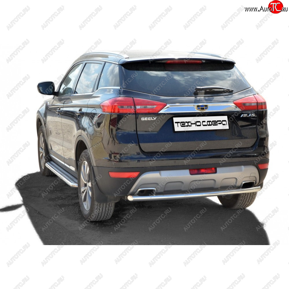 27 899 р. Защита заднего бампера нержавейка d51 (труба), Техно Сфера  Geely Atlas  NL3 (2016-2022) (нержавейка)  с доставкой в г. Майкоп