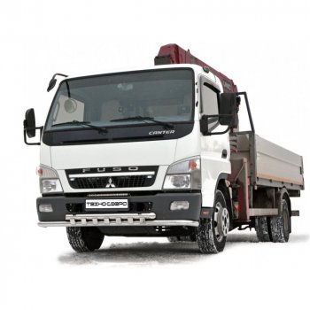 Защита переднего бампера труба двойная нержавейка, Техно Сфера Mitsubishi Fuso Canter (1984-2025) (Нержавейка)