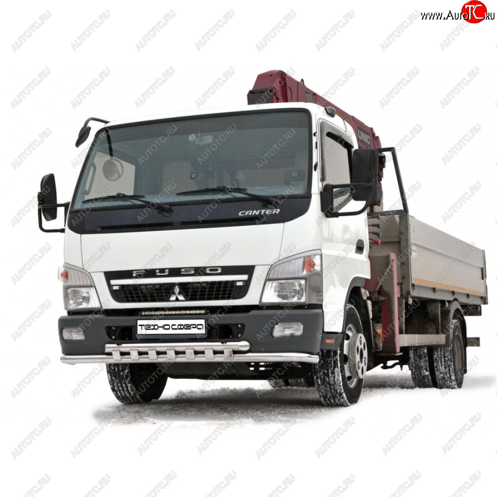 12 699 р. Защита переднего бампера (Труба двойная) Техно Сфера  Mitsubishi Fuso Canter (2000-2025) (белая)  с доставкой в г. Майкоп
